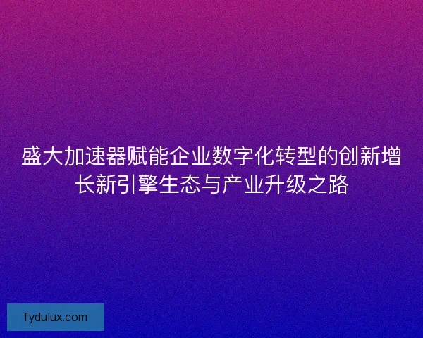盛大加速器赋能企业数字化转型的创新增长新引擎生态与产业升级之路